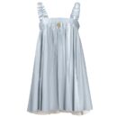 Blue Pleated Vegan LeatherMini Dress Or03