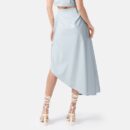 Blue Vegan Faux Leather Wrap Skirt Or04