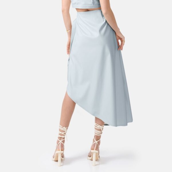 Blue Vegan Faux Leather Wrap Skirt Or04 - Image 2