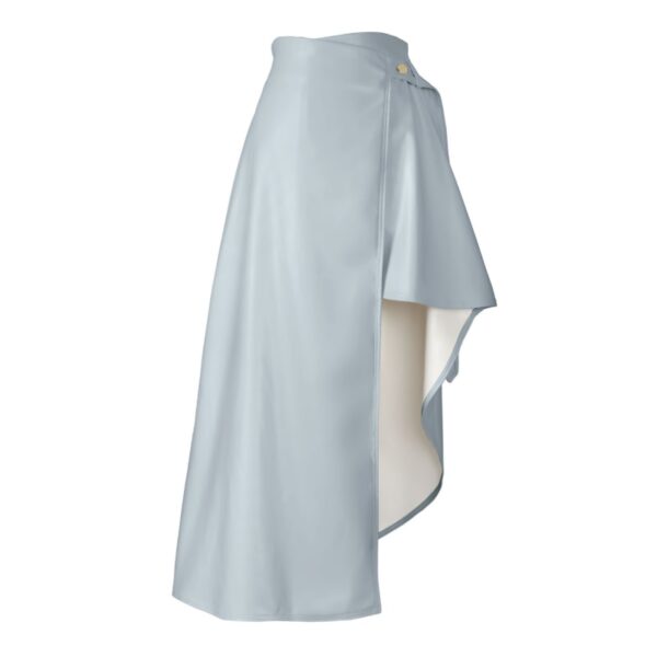 Blue Vegan Faux Leather Wrap Skirt Or04