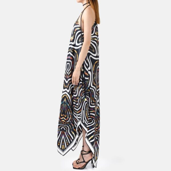 Black White Pure Silk Slip Maxi Dress  Or01 - Image 2